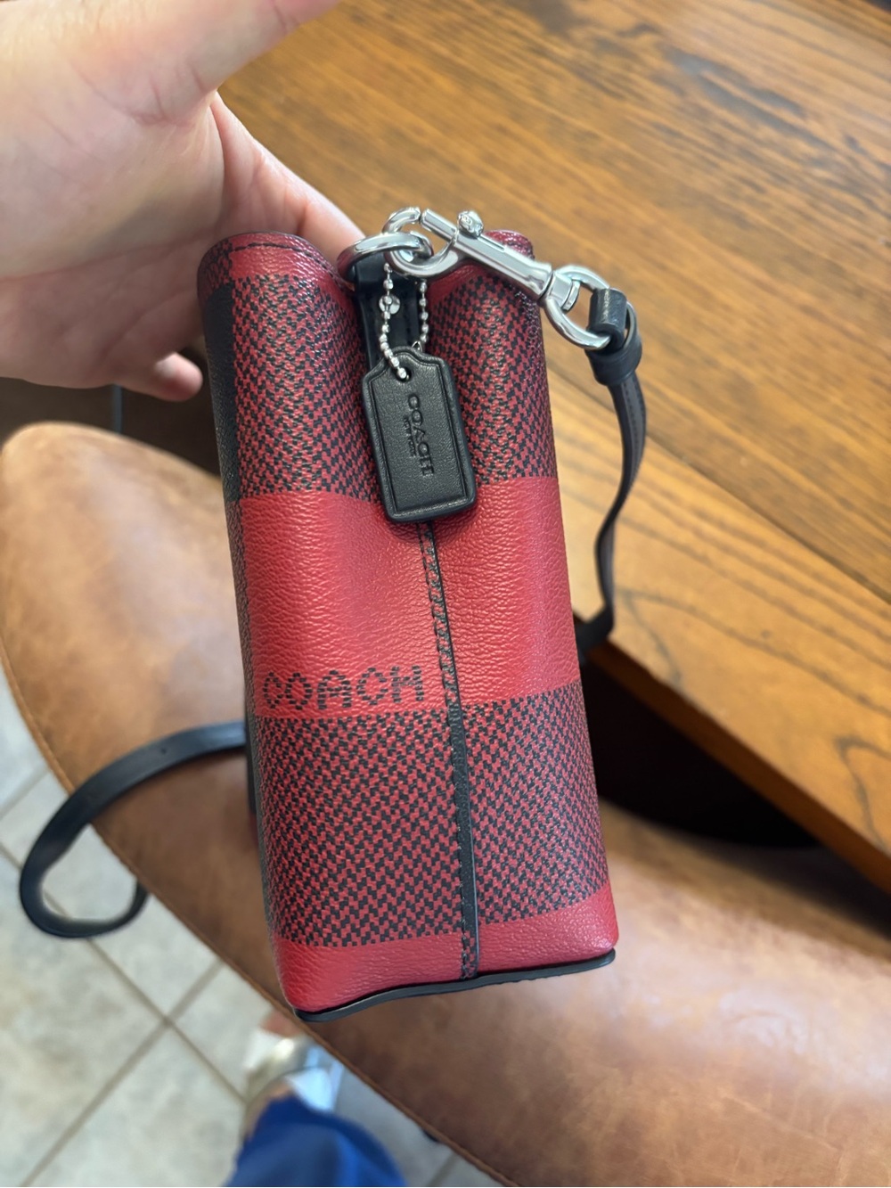 Coach plaid bucket bag
